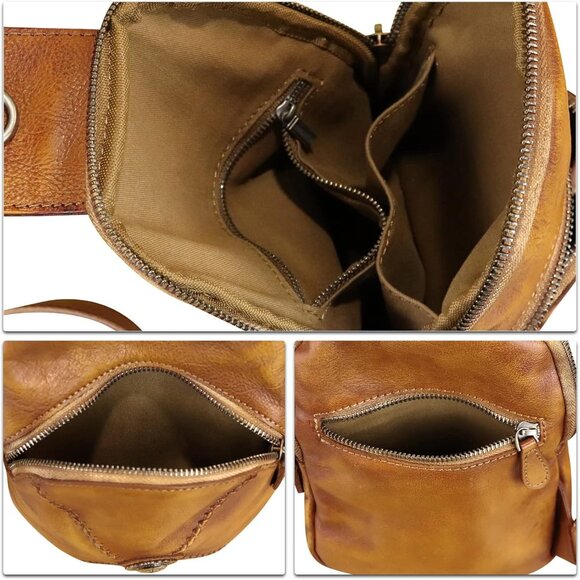 Genuine Leather Women's Small Vintage Crossbody Shoulder Bag - Picture 6 of 6